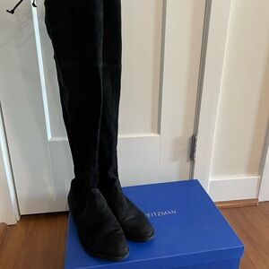 Stuart Weitzman Lowland Black Suede Over-the-Knee Boots